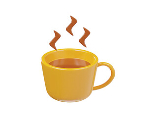 Hot tea icon 3d render illustration