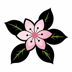 2d flat color silhouette vector of a cherry blossom flower