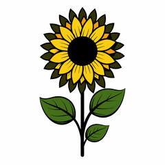2d flat color silhouette vector of a sunflower