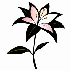 2d flat color silhouette vector of a lily flower