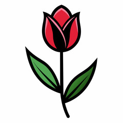 2d flat color silhouette vector of a tulips