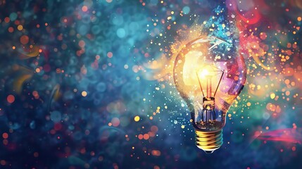 illuminated light bulb symbolizing creative breakthrough and innovation concept digital illustration