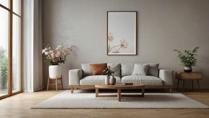 AI generation picture for interior designers website, modern room interior, big room, flat, workspace, recreation