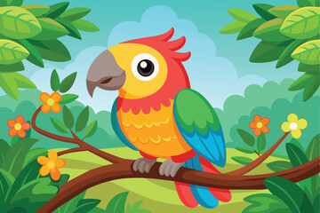 Colorful Parrot Cheer: Illustration Design to Lift Your Spirits