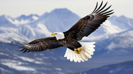Fototapeta premium majestic bald eagle soaring in the sky symbol of freedom and strength