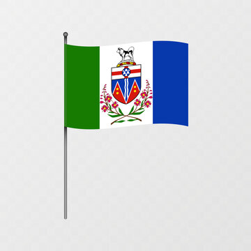 recommend clip art: Yukon province flag on flagpole. Vector illustration.
