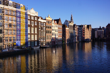 Fototapeta premium View of buildings in city against clear sky