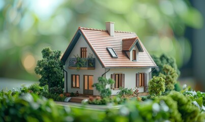 Close up house model, Home buyers meet and negotiate with real estate agents about renting, buying home, Real estate agent negotiate, talk about the terms of the home purchase agreement