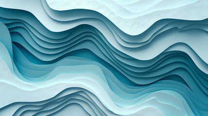 Abstract light blue waves paper art background vector image