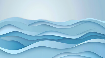 Abstract light blue waves paper art background vector image