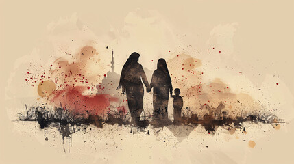 Creative poster design with Arabic calligraphy and family quotes