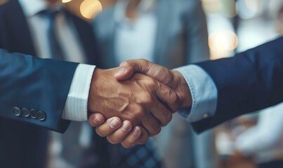 business people negotiate and shake hands after successful agreement