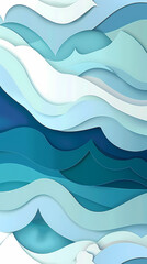 Fototapeta premium Abstract light blue waves paper art background vector image