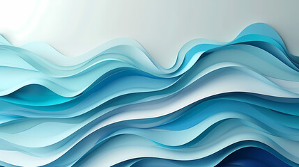 Fototapeta premium Abstract light blue waves paper art background vector image