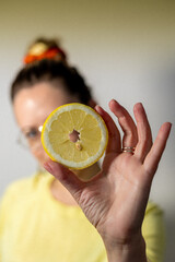 person with lemon