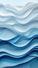 Obraz premium Abstract light blue waves paper art background vector image
