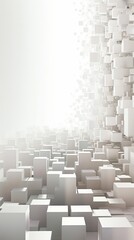 Fototapeta premium A bright, minimalist background with pale gray cubes soaring upwards in a systematic and triumphant way