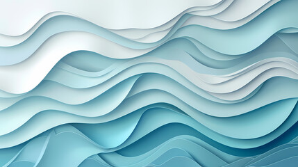 Fototapeta premium Abstract light blue waves paper art background vector image