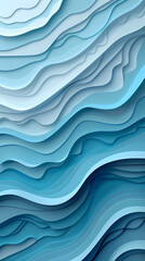 Obraz premium Abstract light blue waves paper art background vector image