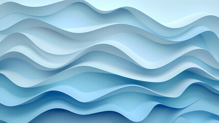 Fototapeta premium Abstract light blue waves paper art background vector image
