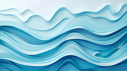 Abstract light blue waves paper art background vector image