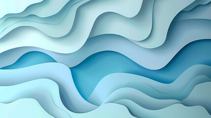 Fototapeta premium Abstract light blue waves paper art background vector image