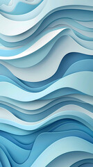 Obraz premium Abstract light blue waves paper art background vector image