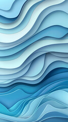 Fototapeta premium Abstract light blue waves paper art background vector image