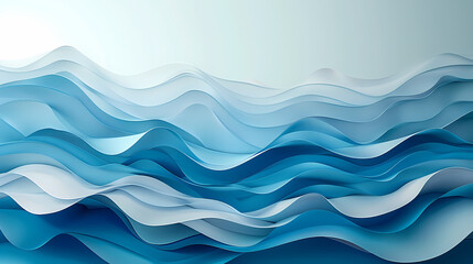 Fototapeta premium Abstract light blue waves paper art background vector image