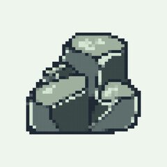 Obraz premium Stone and rock. Landscape nature element. 8 bit sprite. Game development, mobile app. Isolated vector illustration.