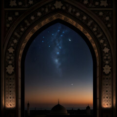 a islam mosque with stars and crescent moon