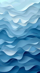 Fototapeta premium Abstract light blue waves paper art background vector image