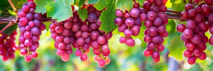 fresh grapes hanging on the vine