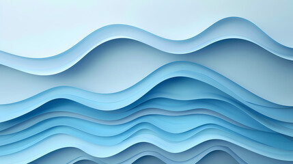 Abstract light blue waves paper art background vector image