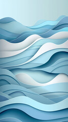 Fototapeta premium Abstract light blue waves paper art background vector image