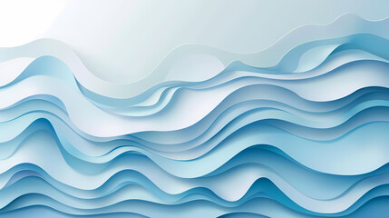 Fototapeta premium Abstract light blue waves paper art background vector image