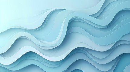 Obraz premium Abstract light blue waves paper art background vector image