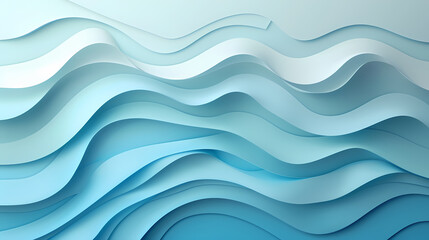 Abstract light blue waves paper art background vector image