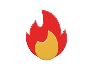 Fire icon 3d render illustraton