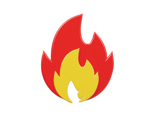 Fire icon 3d render illustraton