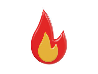 Fire icon 3d render illustraton