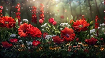 a field of flowers, horizontale repeatable semless pattern 