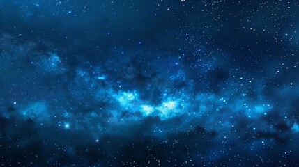 Naklejka premium Beautiful night sky with stars and milky way background, blue color, high resolution, highly detailed, sharp focus, stock photo