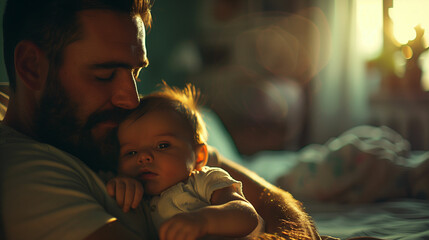 Father holding newborn baby