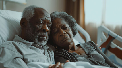Man and woman laying in hospital bed
