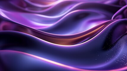 Abstract Flowing Purple and Gold Waves