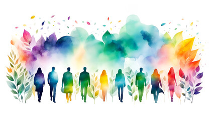 Beautiful abstract rainbow people with copy space