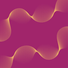 Abstract background with waves. Vector banner with lines. Background for music album, poster, card, advertisement. Geometric element for design isolated on pink. Pink and yellow gradient