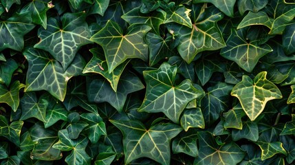 Obraz premium a seamless texture featuring a lush green ivy wall background, showcasing an abundance of vibrant green leaves cascading down the garden wall for a natural and organic feel. SEAMLESS PATTERN