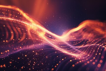 Obraz premium Abstract lines converge on radiant dots, embodying the power of connectivity. Desktop wallpaper. 